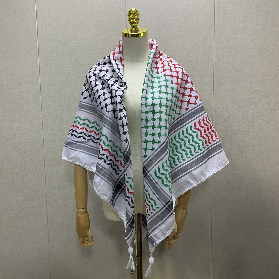 Cross-border Arab Unisex Rice Grain Knot Printing Fashion Square Scarf