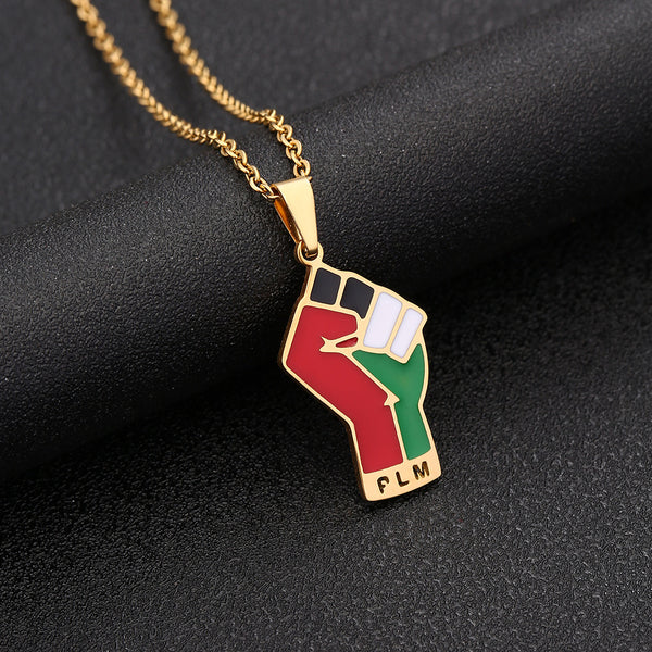 Stainless Steel Palestine Map Pendant Necklace