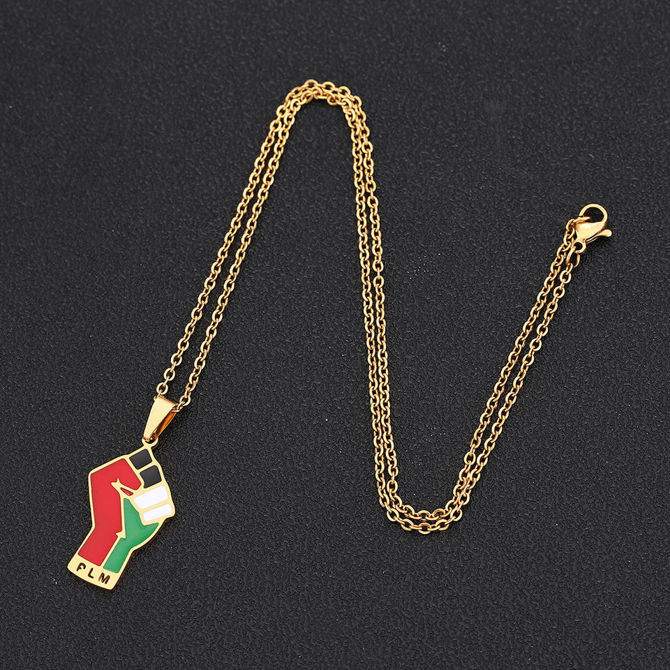 Stainless Steel Palestine Map Pendant Necklace